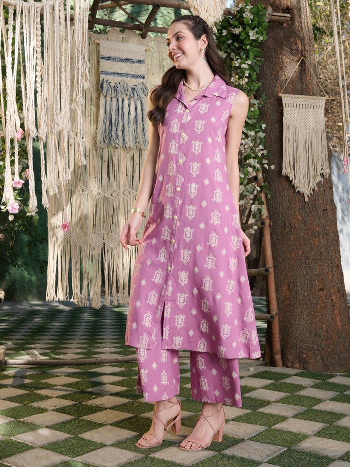 Mauve-Pink-Rayon-Floral-Printed-2-Piece-Kurta-Set