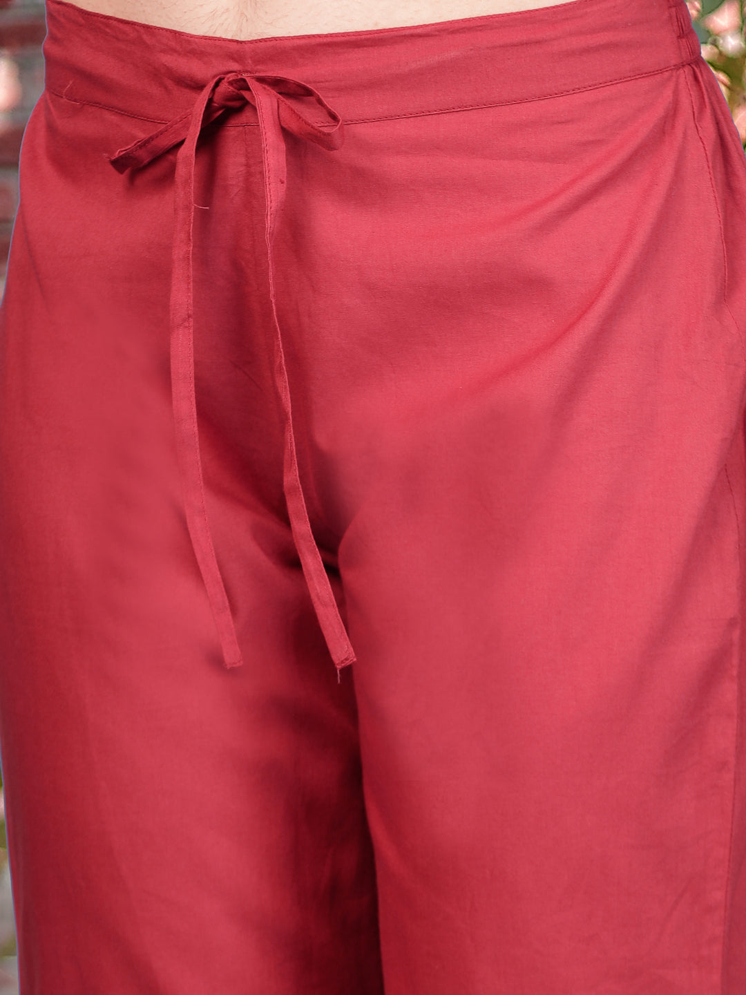 Rust Printed Cotton A-Line Kurta Pant Set (KPRUSTMURANO)