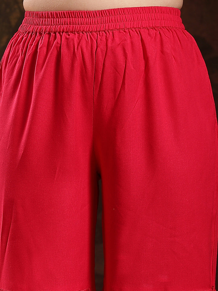 Pink Bandhani Printed & Embroidered Crepe Kaftan Sharara Set