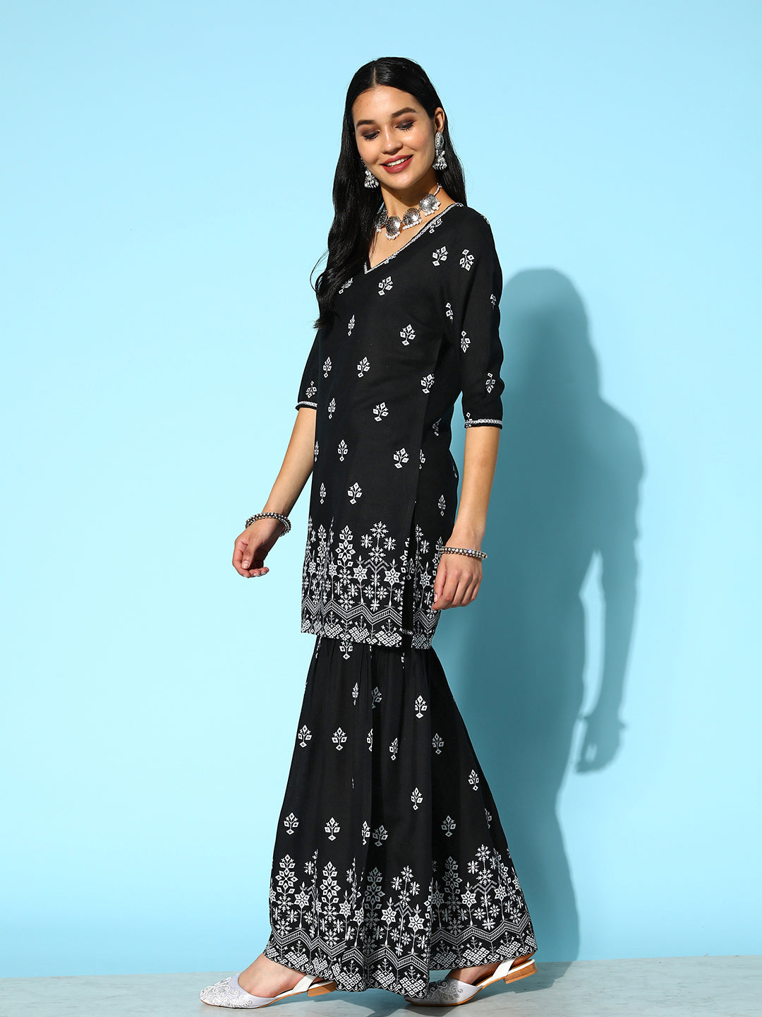 Purple-Rayon-Bandhej-Printed-3-Piece-Kurta-Set