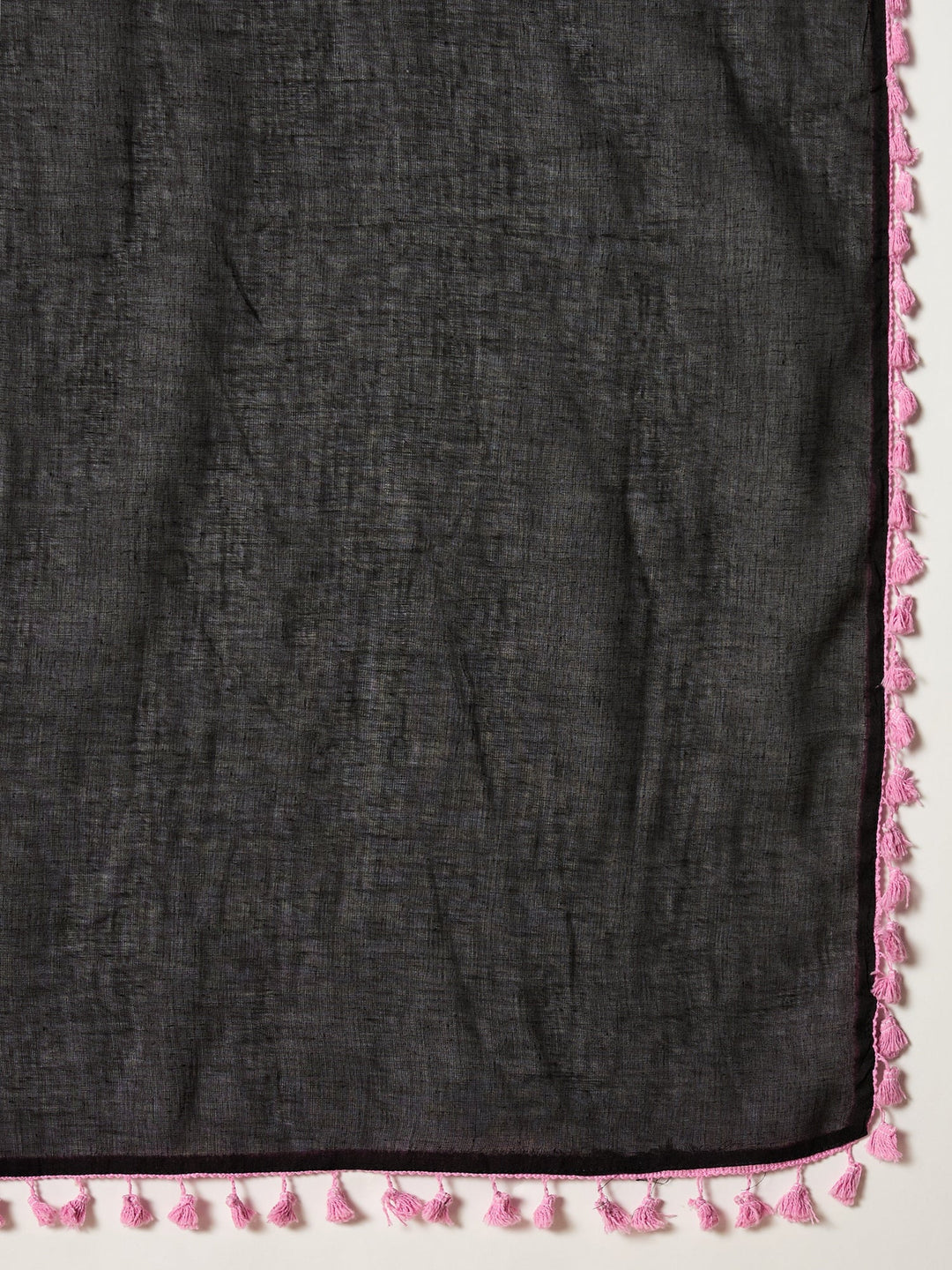 Women's Black Solid & Embroidered Pure Cotton Straight Kurti Farshi Salwar With Dupatta Set