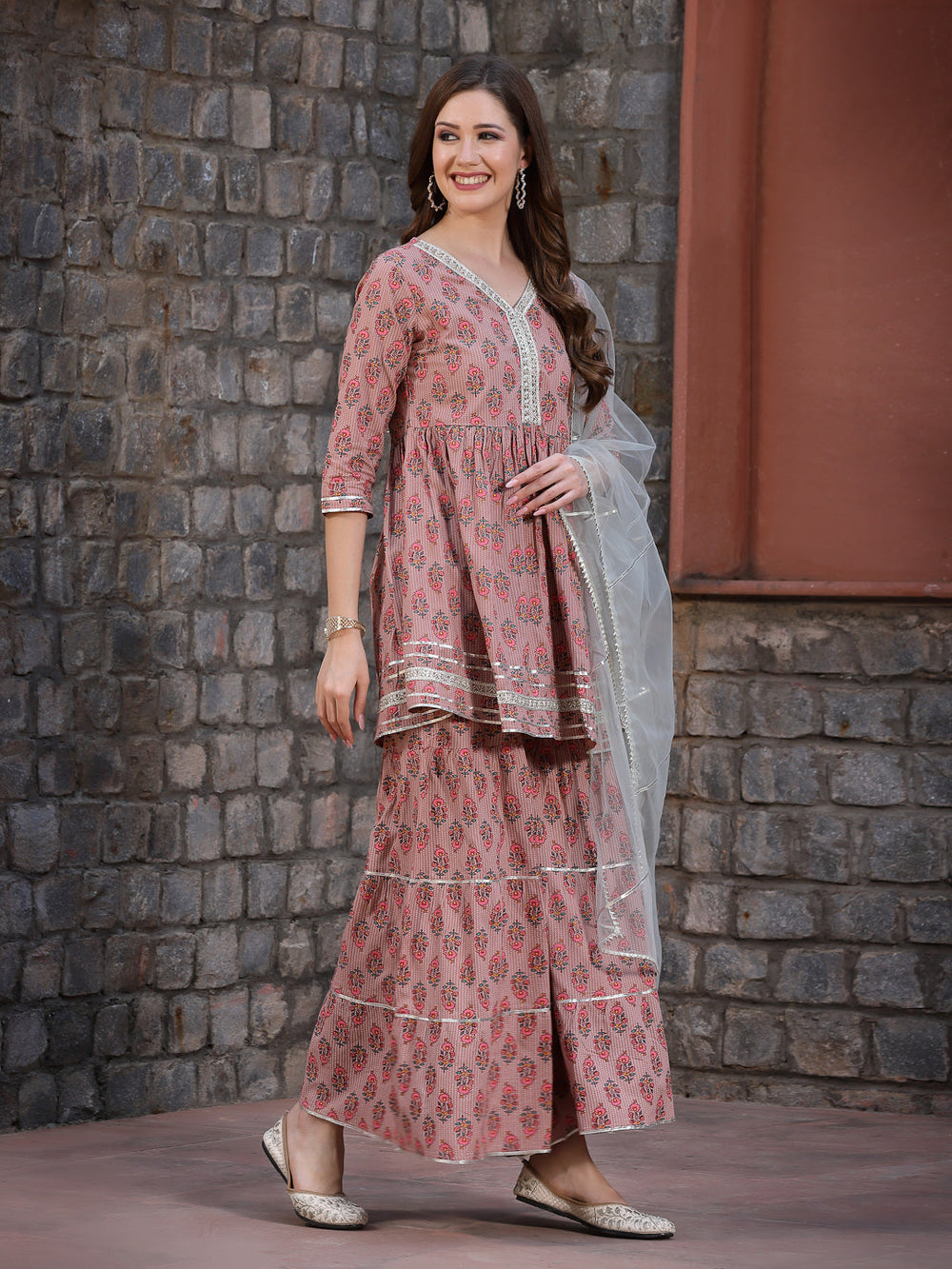 Purple-Rayon-Bandhej-Printed-3-Piece-Kurta-Set