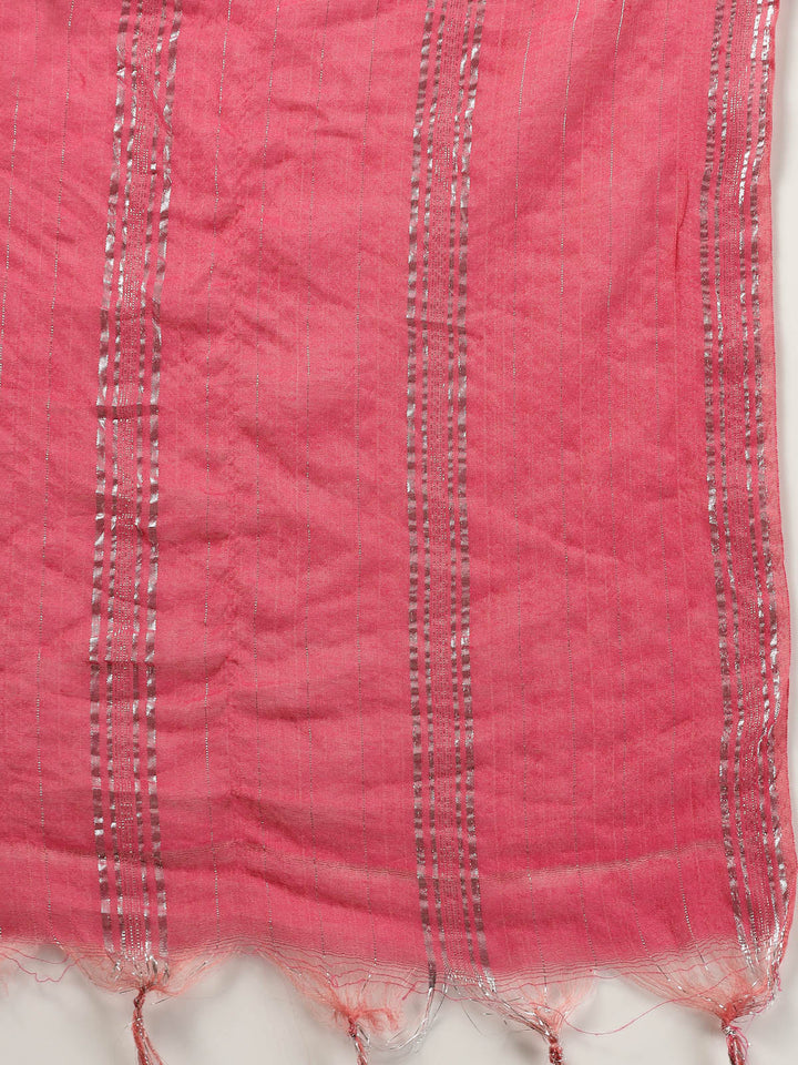 Pink-Cotton-Lehariya-Printed-&-Embroidered-3-Piece-Sharara-Set