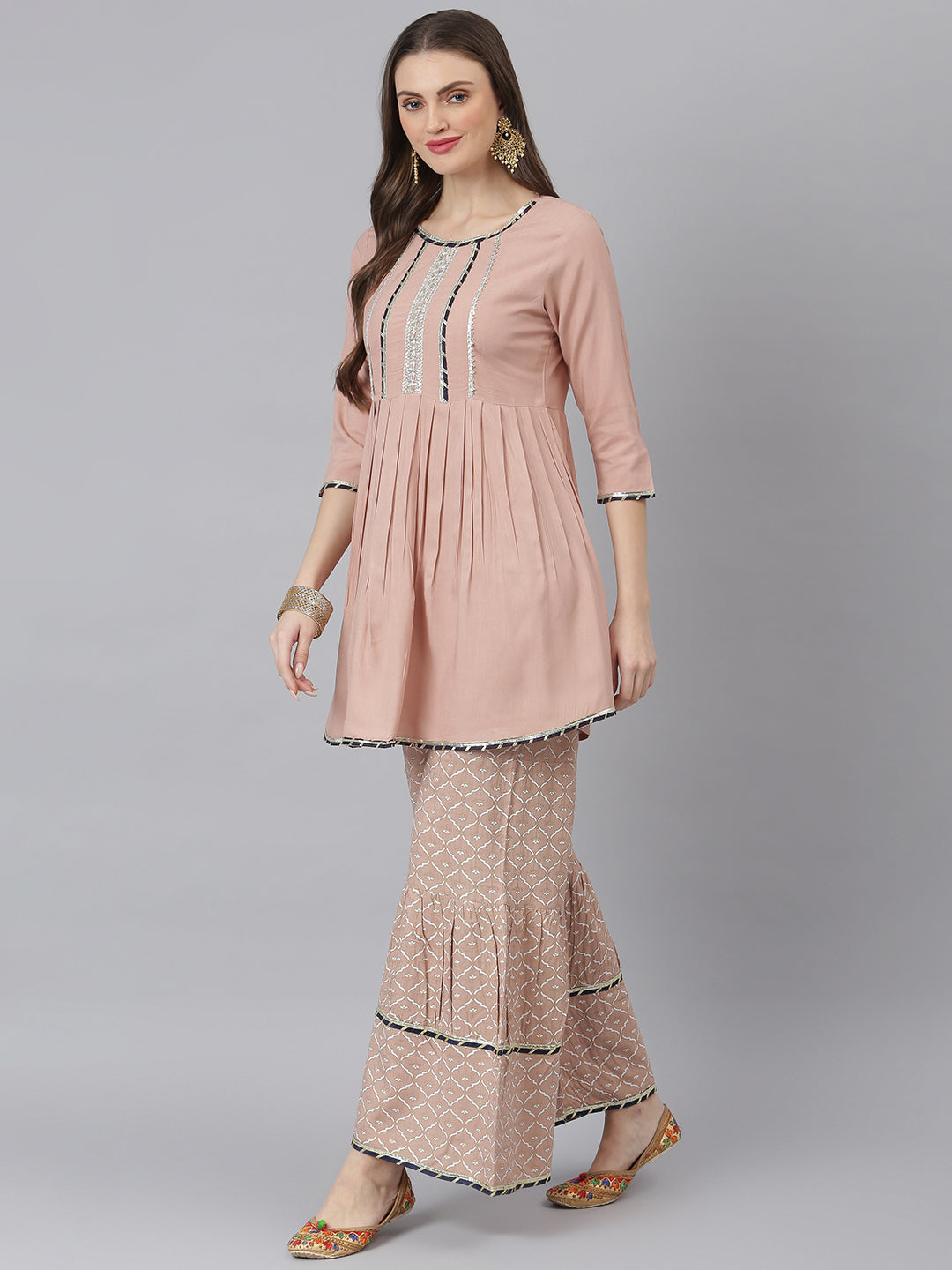 Purple-Rayon-Bandhej-Printed-3-Piece-Kurta-Set