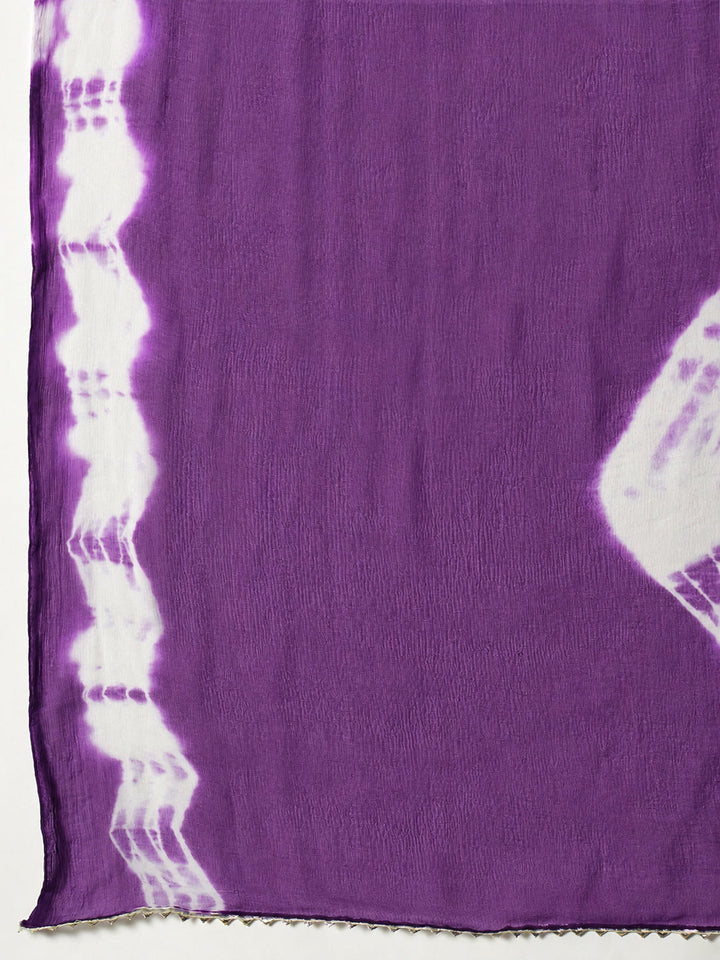 Violet Floral Printed Rayon Straight Kurti Farshi Salwar Dupatta Set