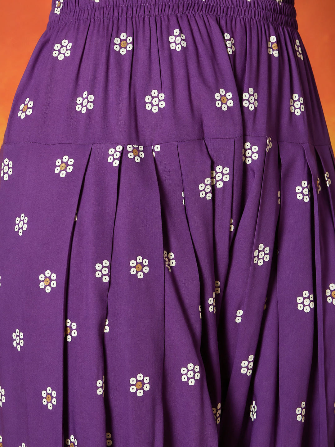 Violet Floral Printed Rayon Straight Kurti Farshi Salwar Dupatta Set