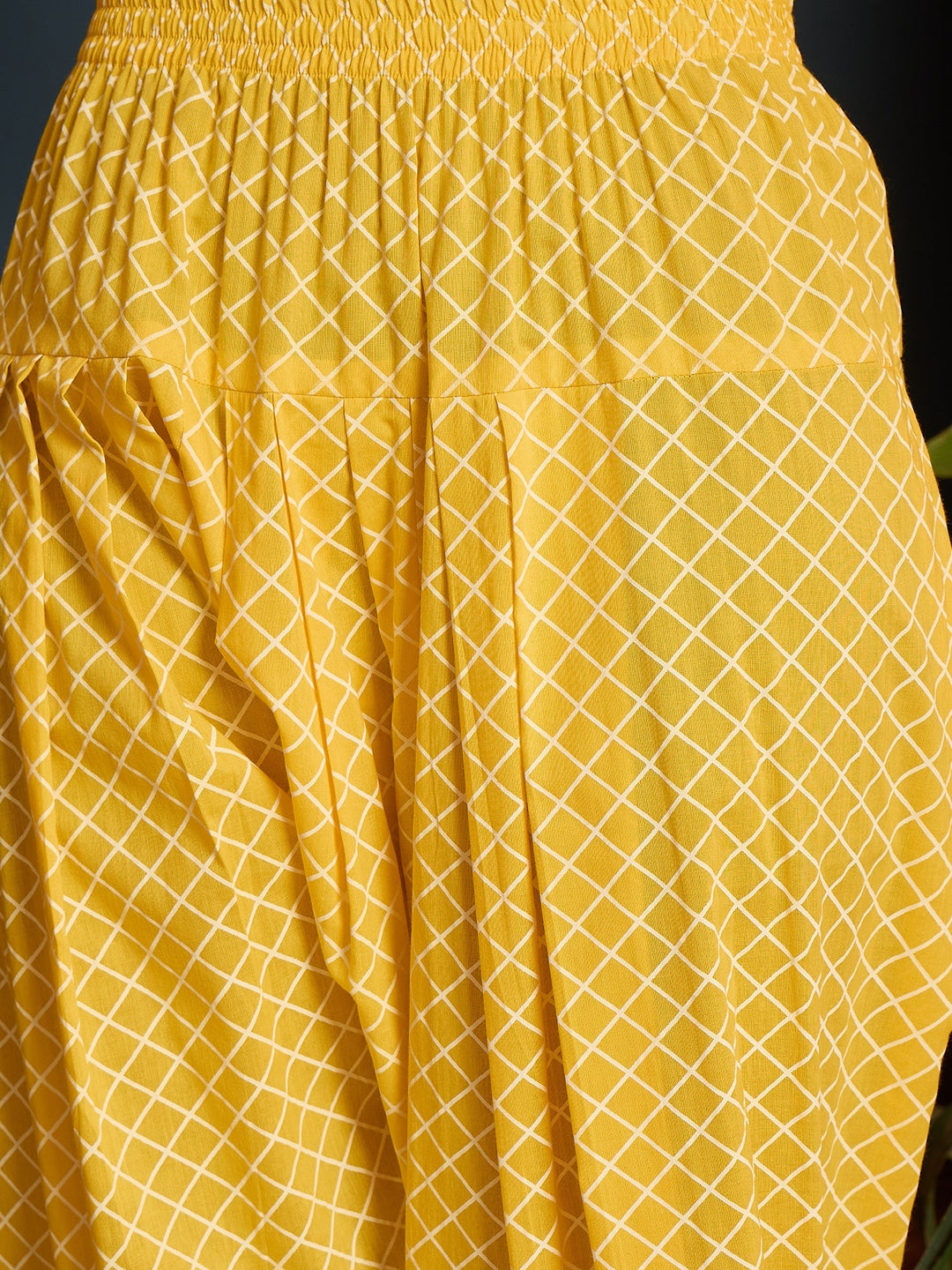 Yellow Floral Printed Pure Cotton Straight Kurti Farshi Salwar With Dupatta