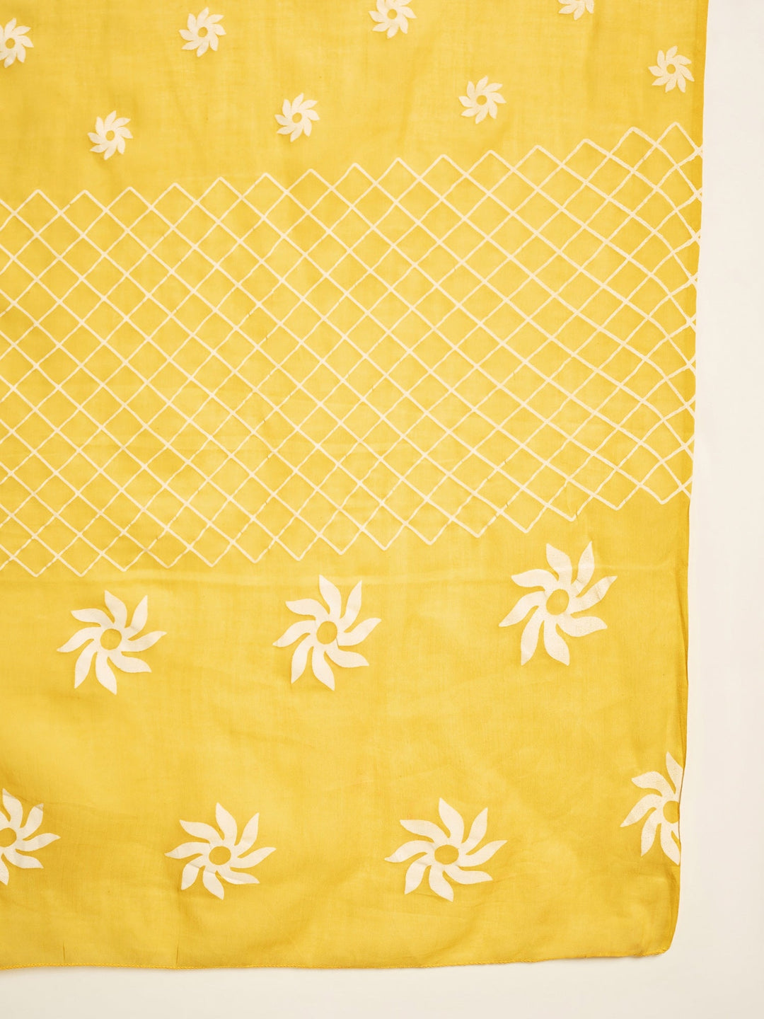 Yellow Floral Printed Pure Cotton Straight Kurti Farshi Salwar With Dupatta