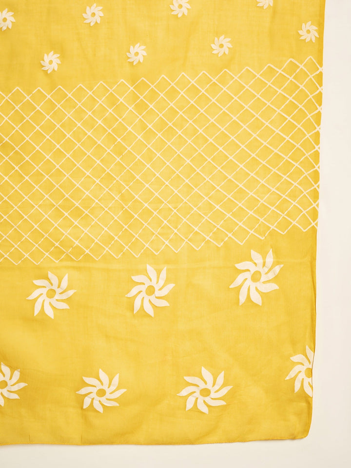 Yellow Floral Printed Pure Cotton Straight Kurti Farshi Salwar With Dupatta