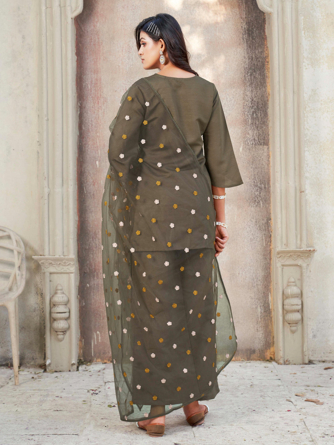 Brown-Silk-Blend-Floral-Print-Straight-3-Piece-Kurta-Set