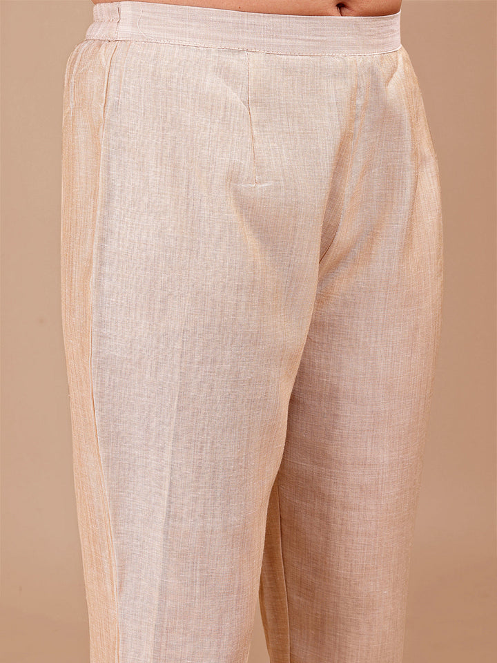Beige-Polyester-Weaving-Pattern-3-Piece-Kurta-Set