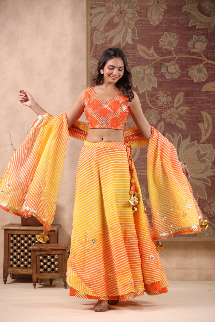 Kesariya-Orange-Kota-Doriya-Leheriya-Lehnga-Set