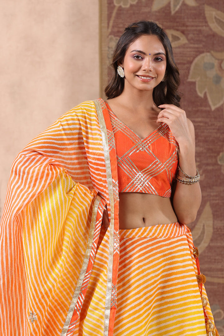 Kesariya-Orange-Kota-Doriya-Leheriya-Lehnga-Set