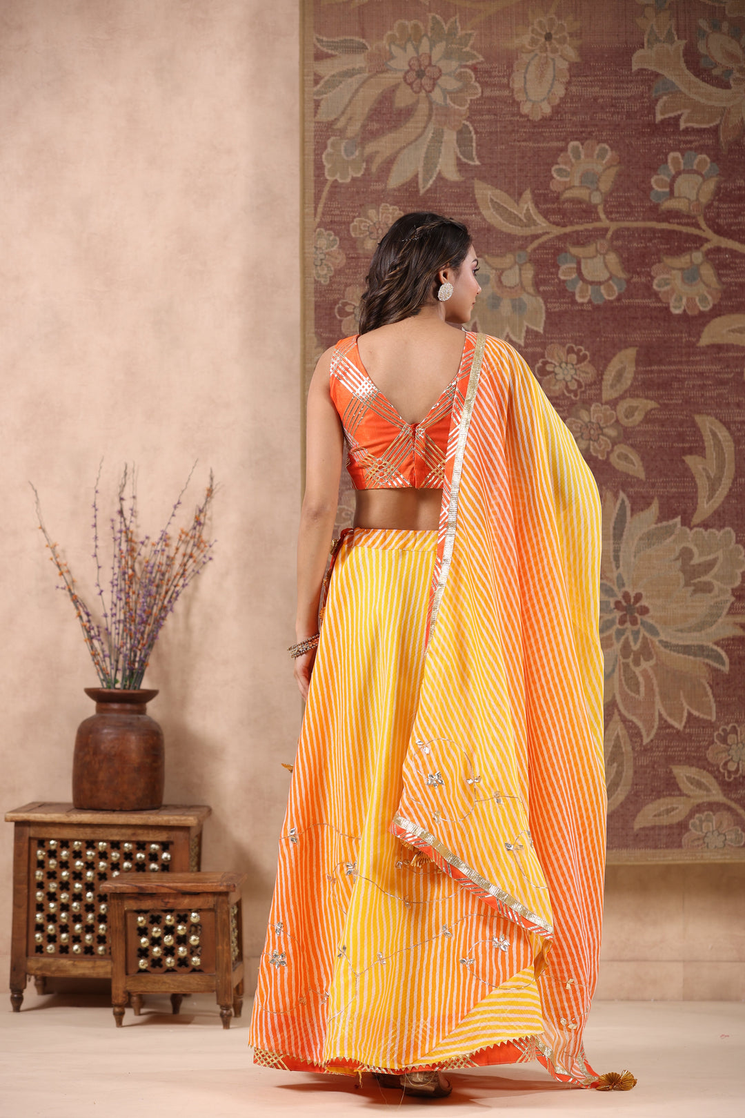 Kesariya-Orange-Kota-Doriya-Leheriya-Lehnga-Set