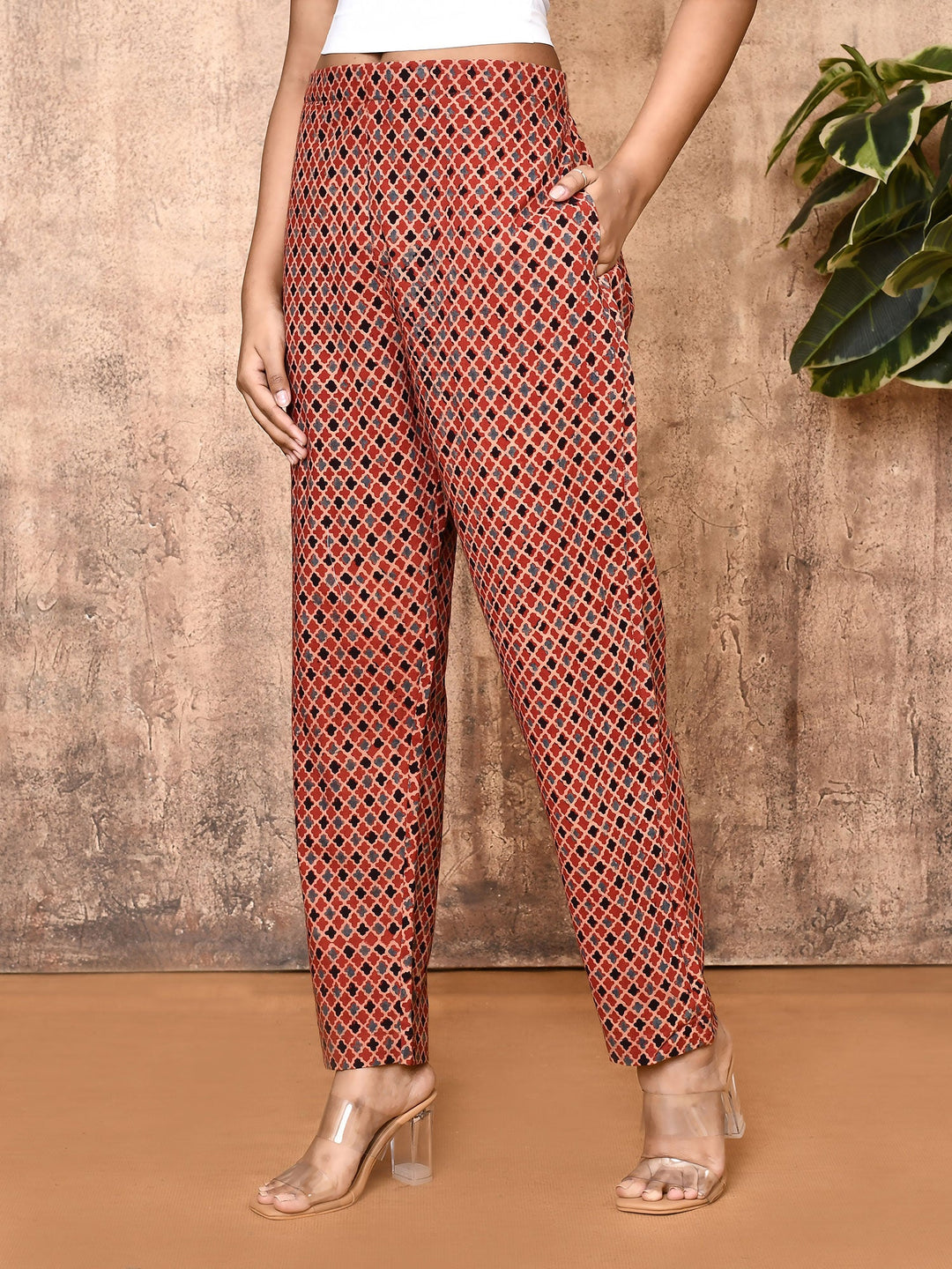 ZERESOUQ-Kriti-Red-Ajrakh-Cotton-Hand-Printed-Pant