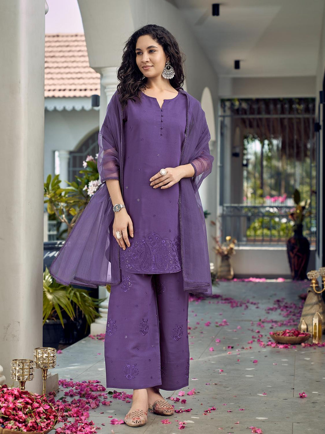 Purple-Silk-Blend-Apple-Cut-Short-3-Piece-Kurta-Set