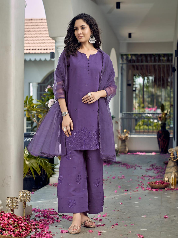 Purple-Silk-Blend-Apple-Cut-Short-3-Piece-Kurta-Set