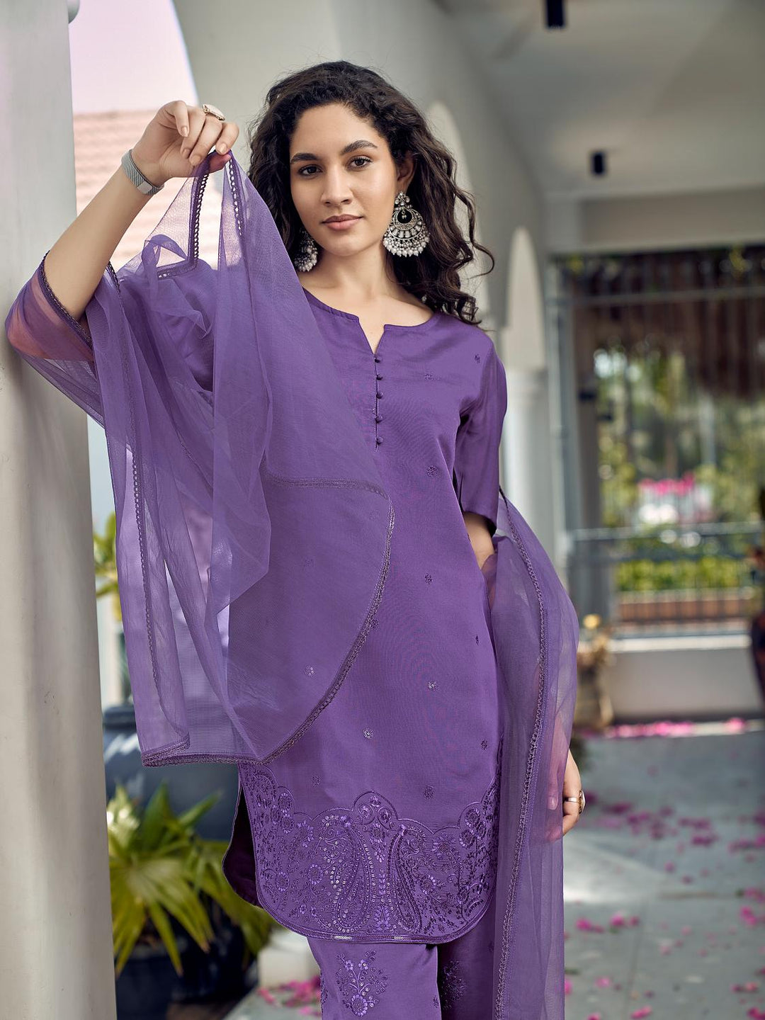 Purple-Silk-Blend-Apple-Cut-Short-3-Piece-Kurta-Set