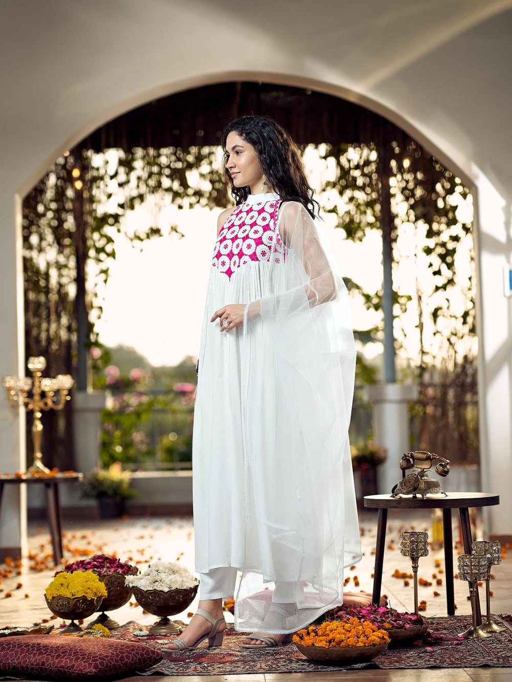 White-Rayon-Embroidered-Gathered-3-Piece-Kurta-Set