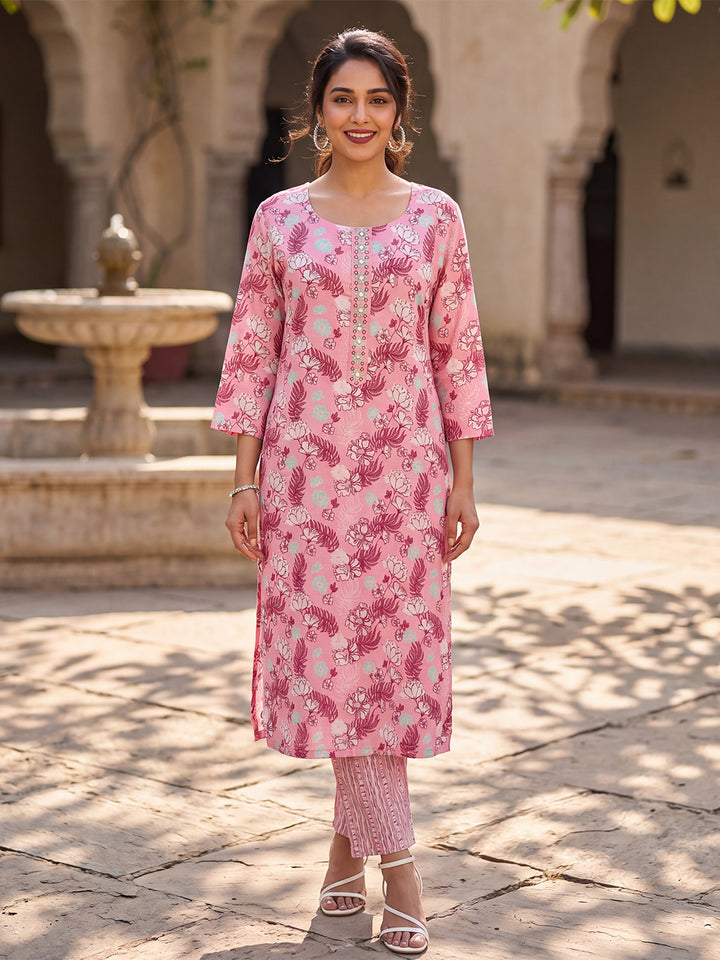 Floral Printed Kurta with Trouser Set