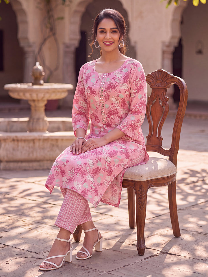 Floral Printed Kurta with Trouser Set