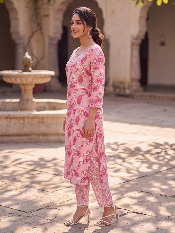 Floral Printed Kurta with Trouser Set