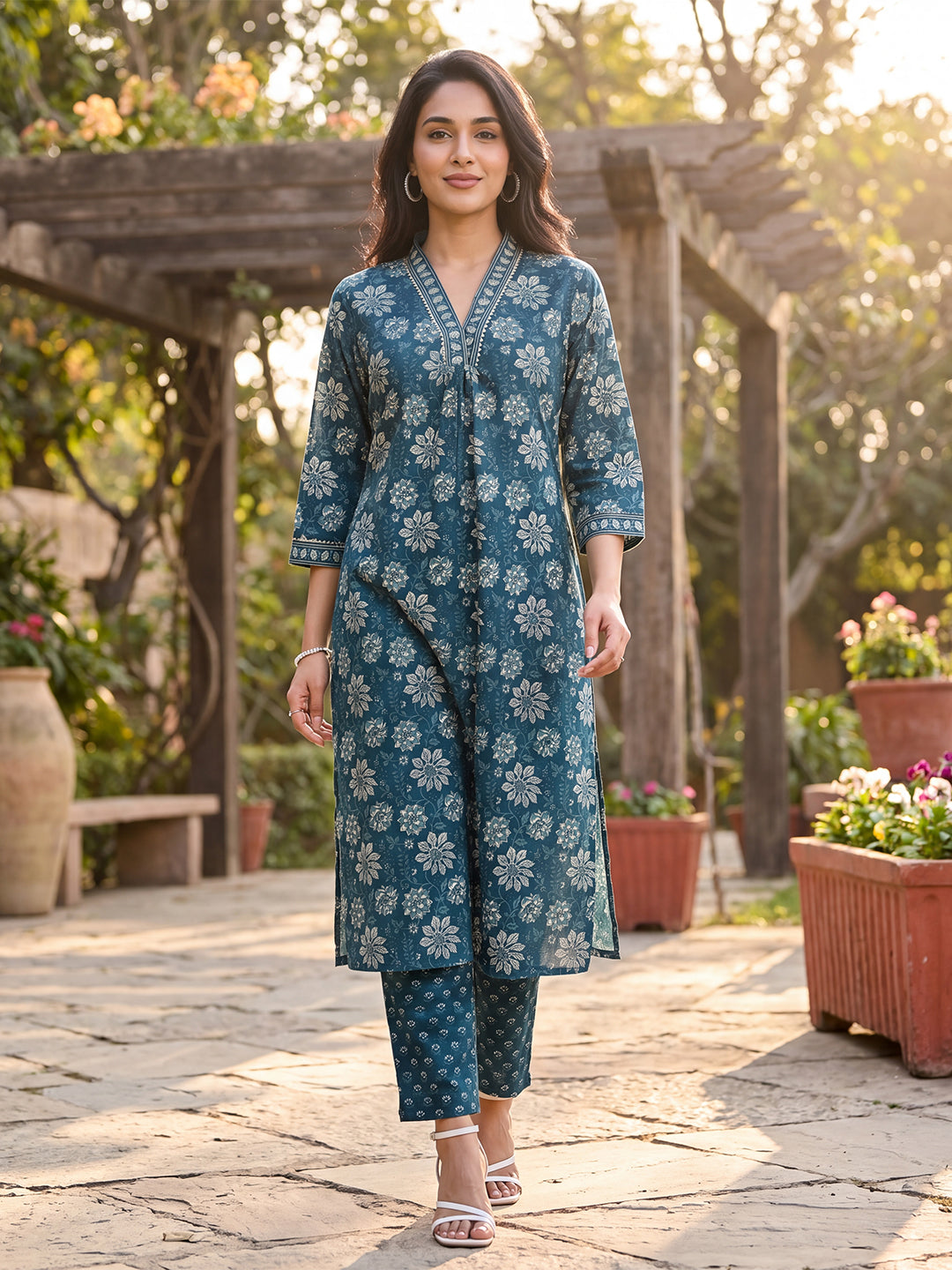 Floral Printed Kurta with Trouser Set
