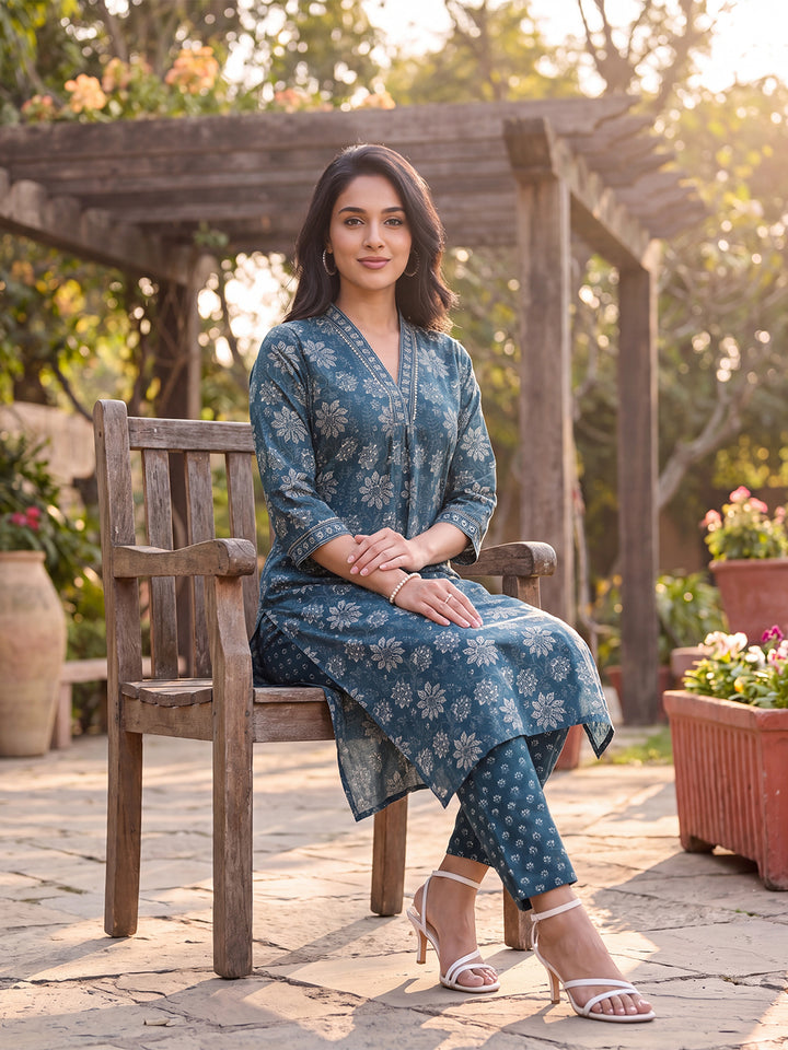 Floral Printed Kurta with Trouser Set