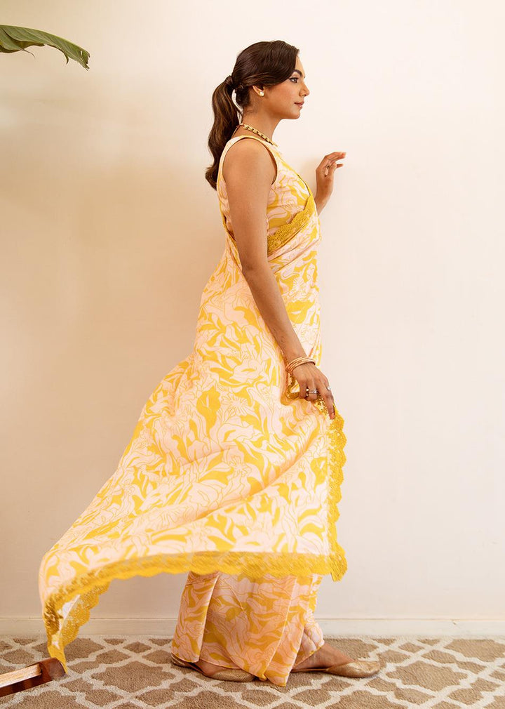 Lakshmi-Lemon-Yellow-Chinon-Chiffon-Pre-Draped-Saree