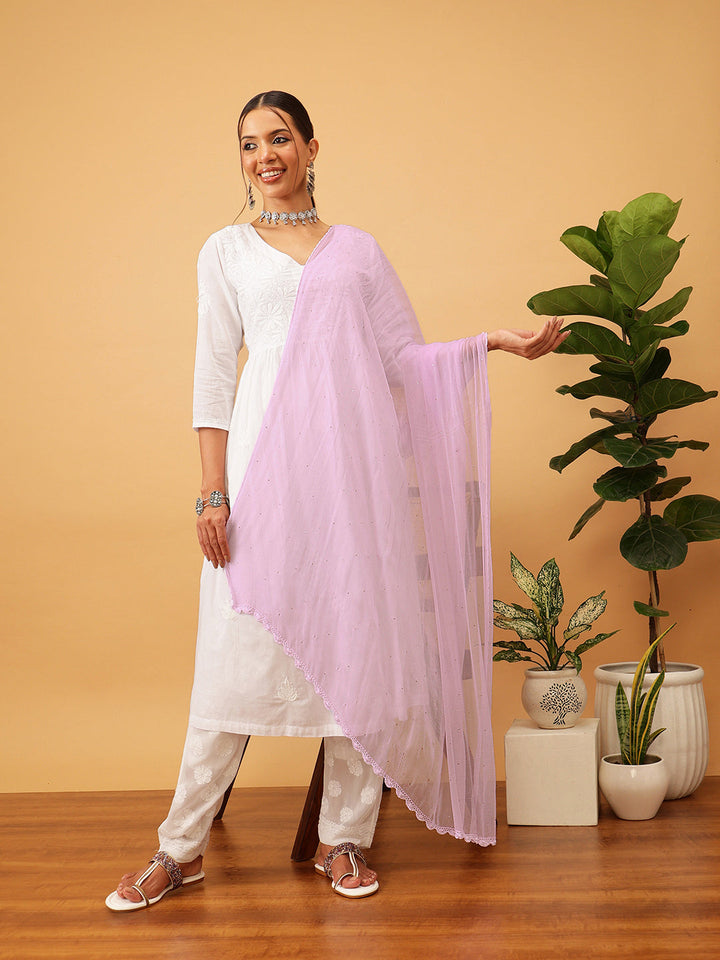 Lavender-Chiffon-Mukaish-Work-Dupatta-With-Embroidered-Border