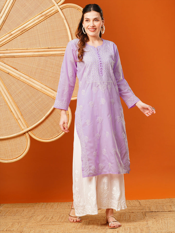 Lavender-Cotton-Embroidered-Chikankari-Kurta