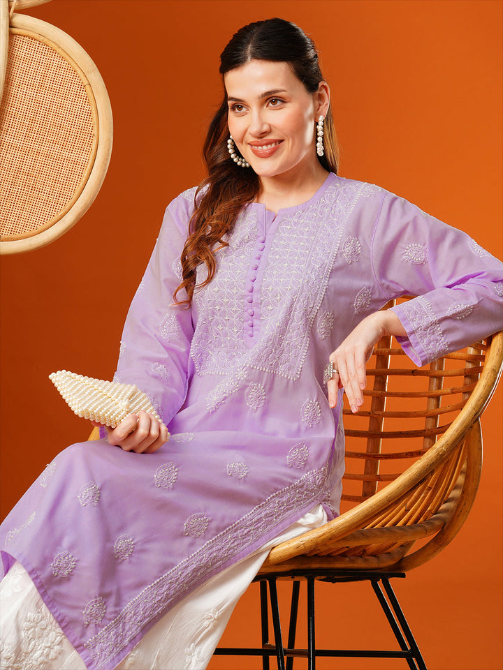 Lavender-Cotton-Embroidered-Chikankari-Kurta