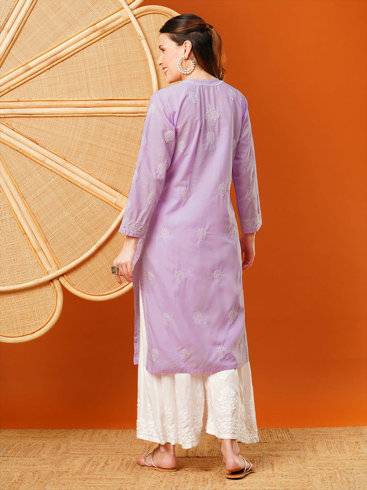 Lavender-Cotton-Embroidered-Chikankari-Kurta