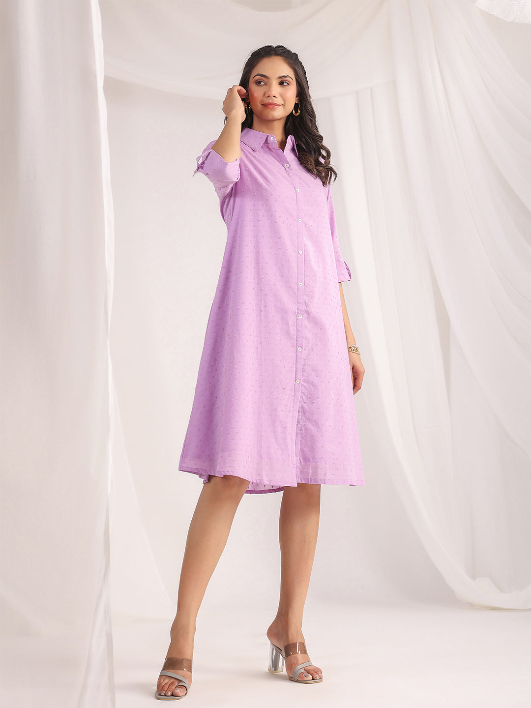 ZERESOUQ-Lavender-Dobby-Cotton-Woven-Design-Dress