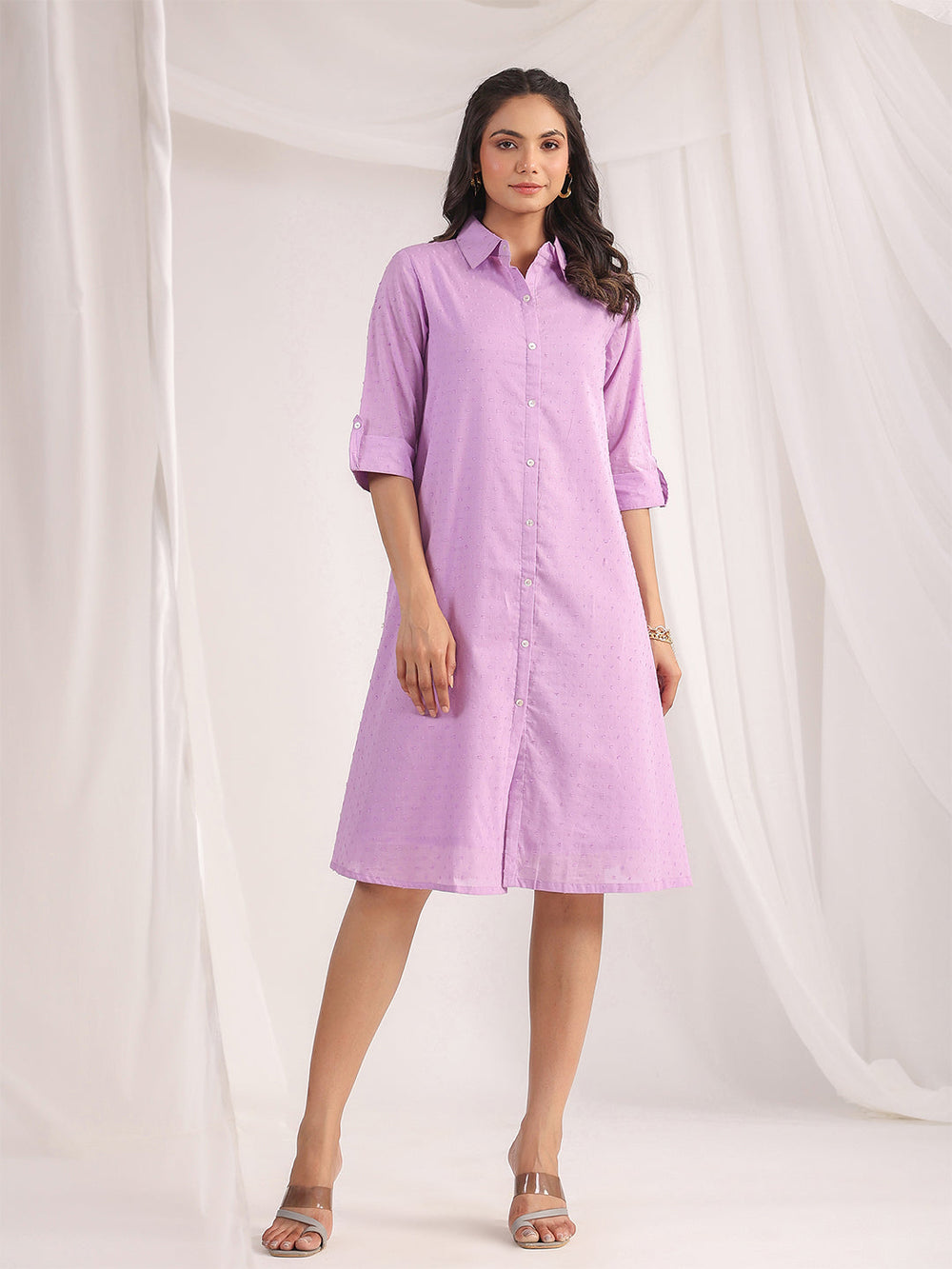 ZERESOUQ-Lavender-Dobby-Cotton-Woven-Design-Dress