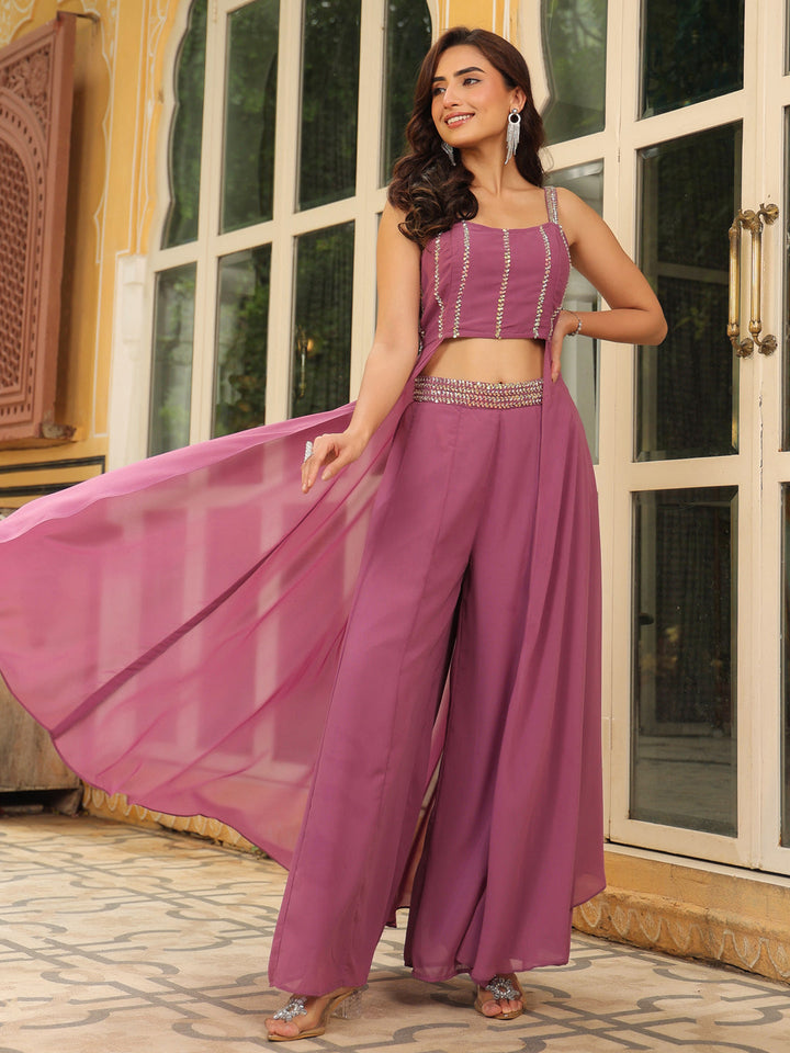 Lavender-Georgette-Embellished-Co-Ord-Set