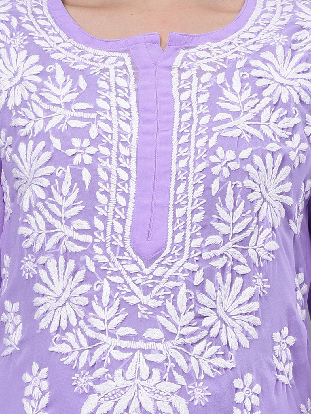 Lavender-Georgette-Embroidered-Chikankari-2-Piece-Kurta-Set