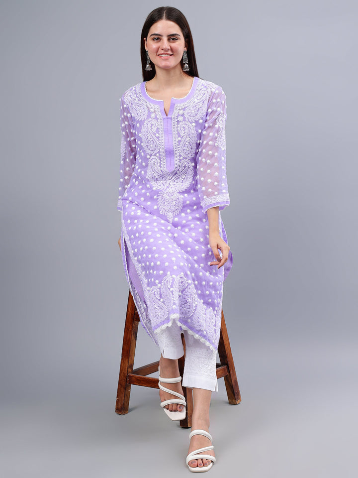 Lavender-Georgette-Embroidered-Chikankari-Kurti-With-Slip