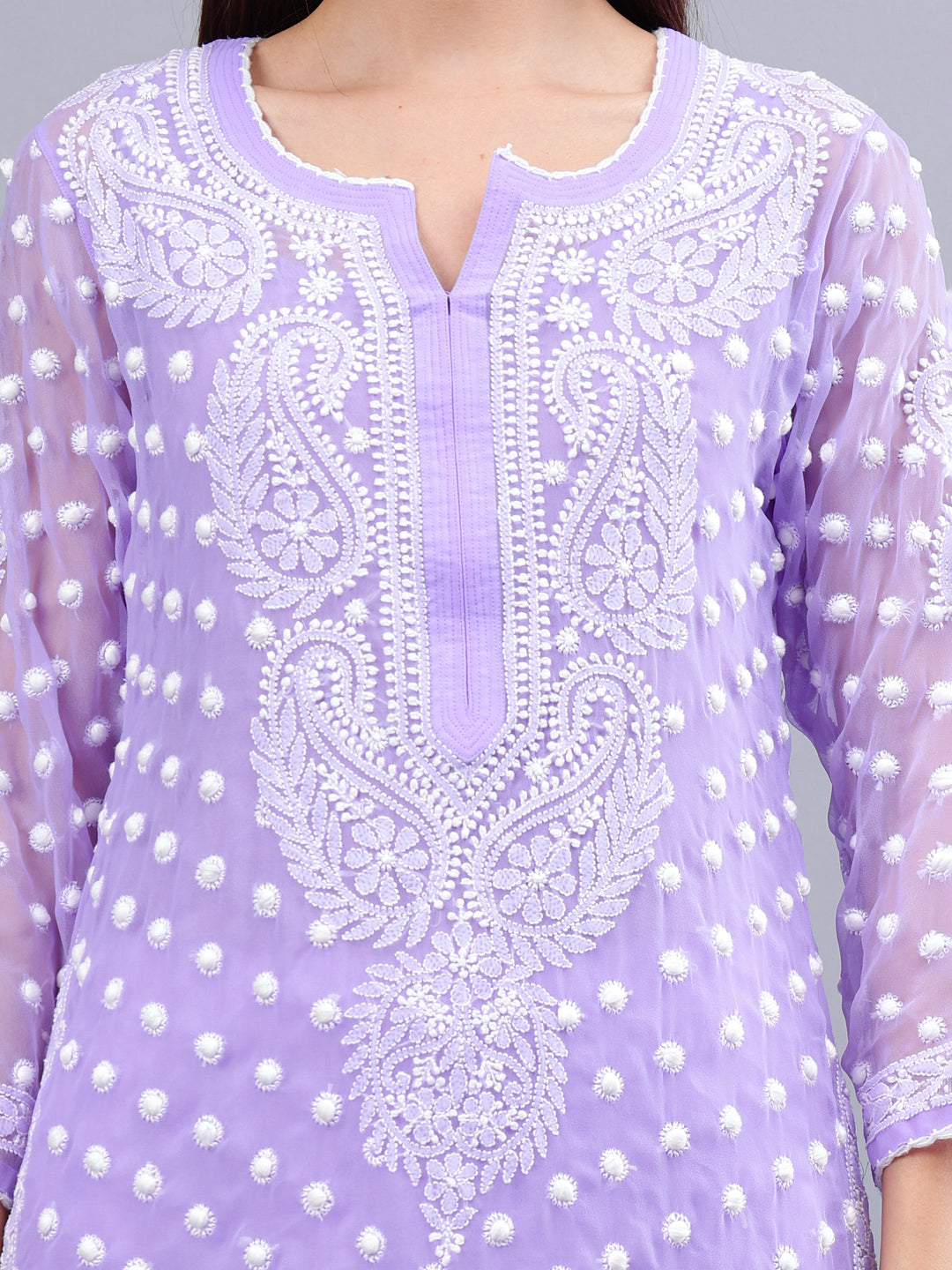 Lavender-Georgette-Embroidered-Chikankari-Kurti-With-Slip