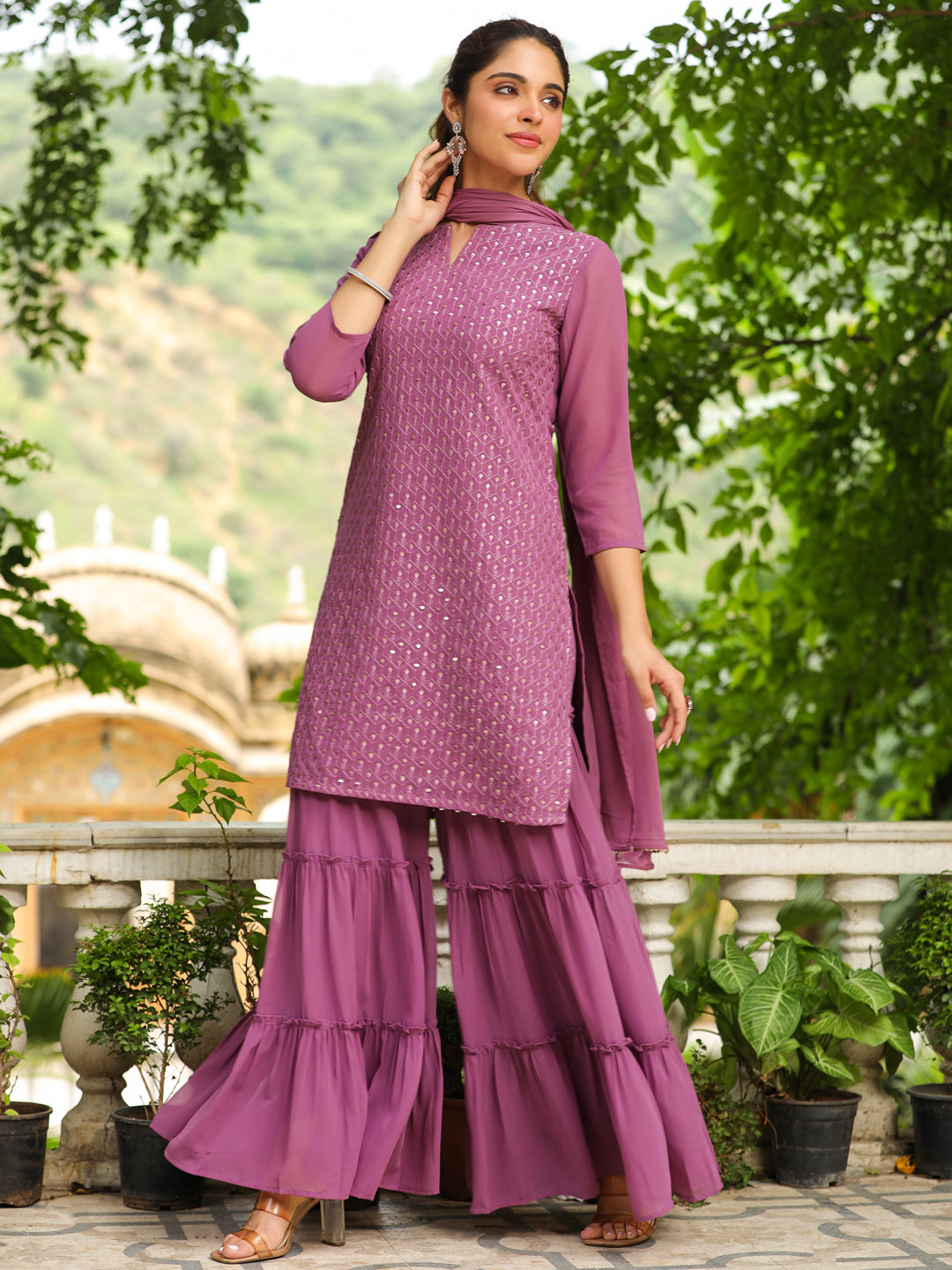 Lavender-Georgette-Embroidered-Sharara-Set