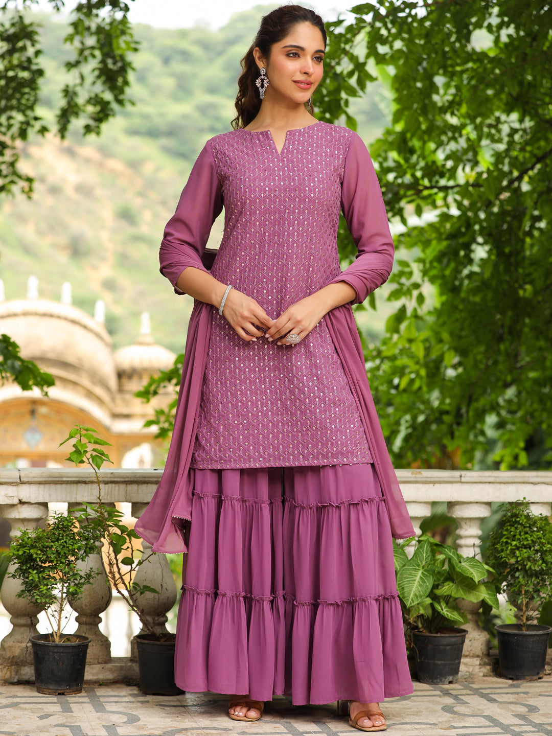 Lavender-Georgette-Embroidered-Sharara-Set