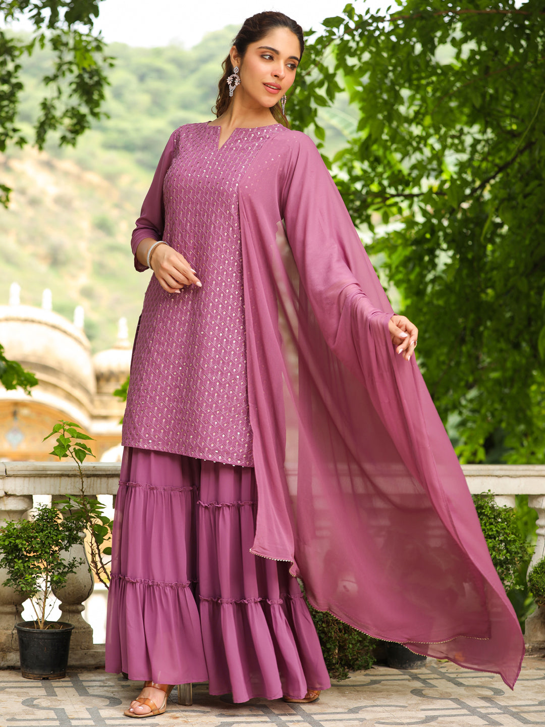 Lavender-Georgette-Embroidered-Sharara-Set