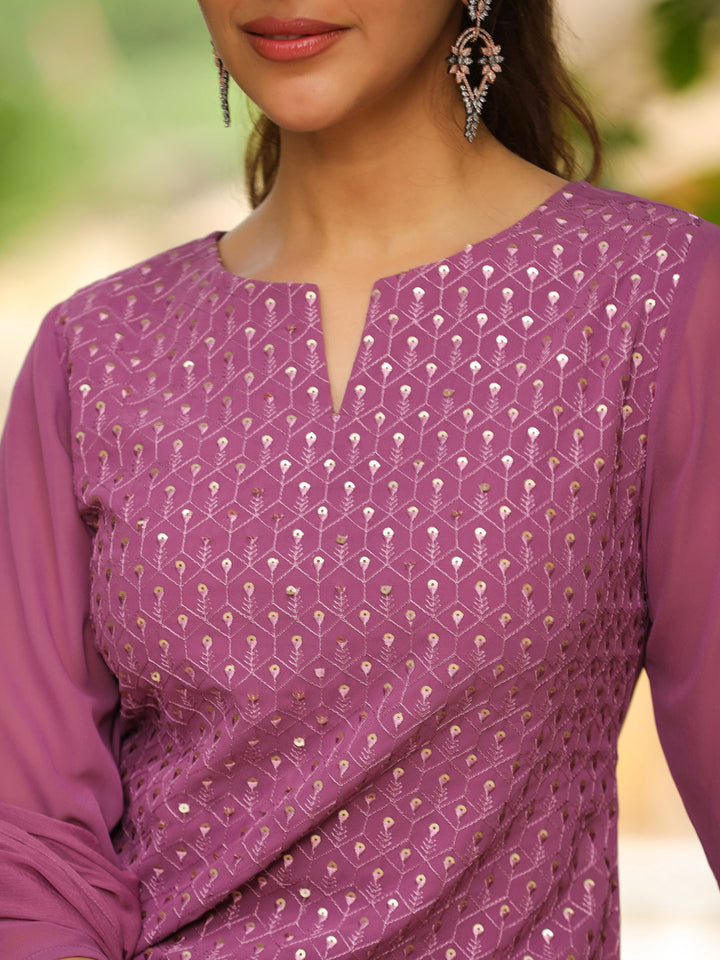 ZERESOUQ-Lavender-Georgette-Embroidered-Sharara-Set