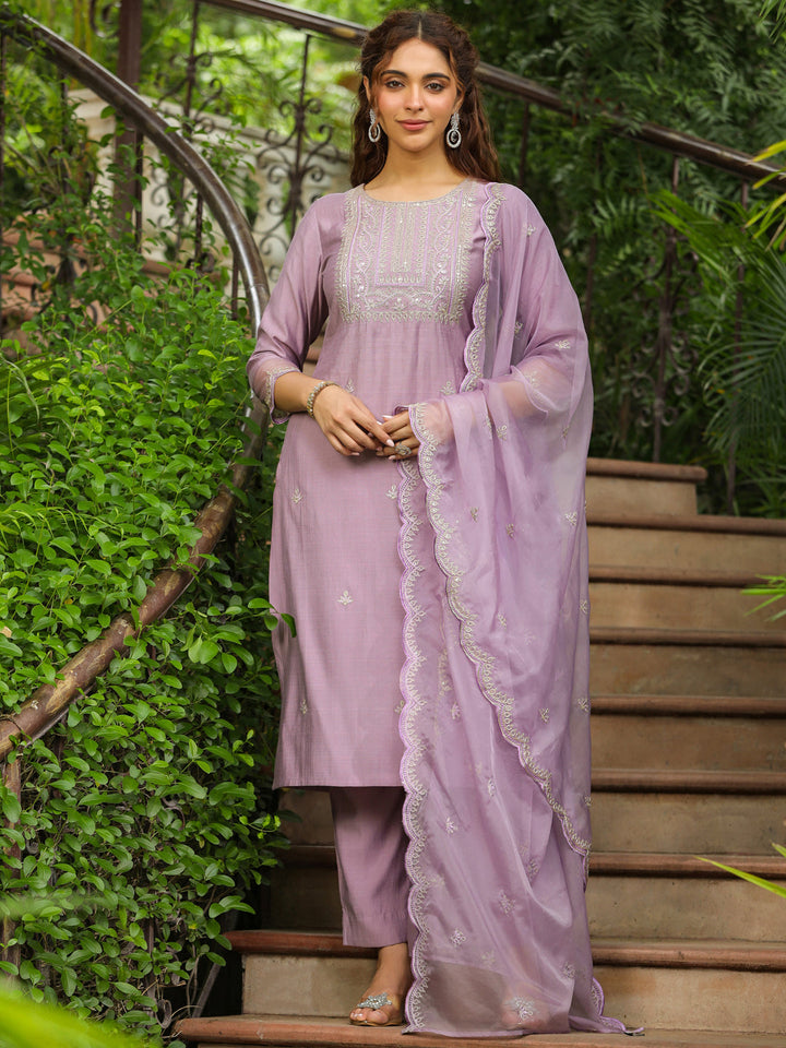 Lavender-Silk-Blend-Solid-3-Piece-Kurta-Set