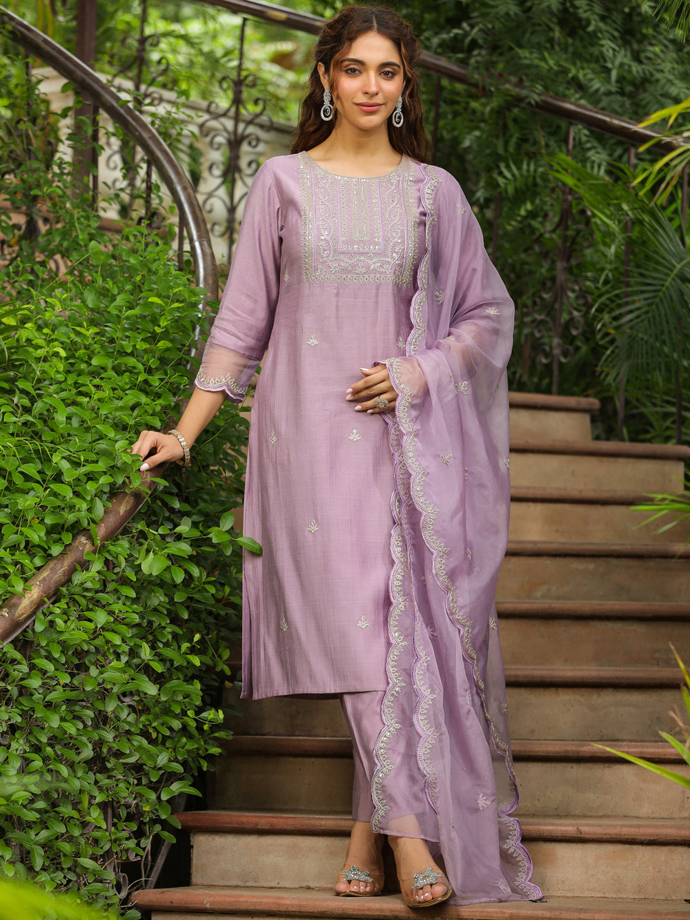 Lavender-Silk-Blend-Solid-3-Piece-Kurta-Set