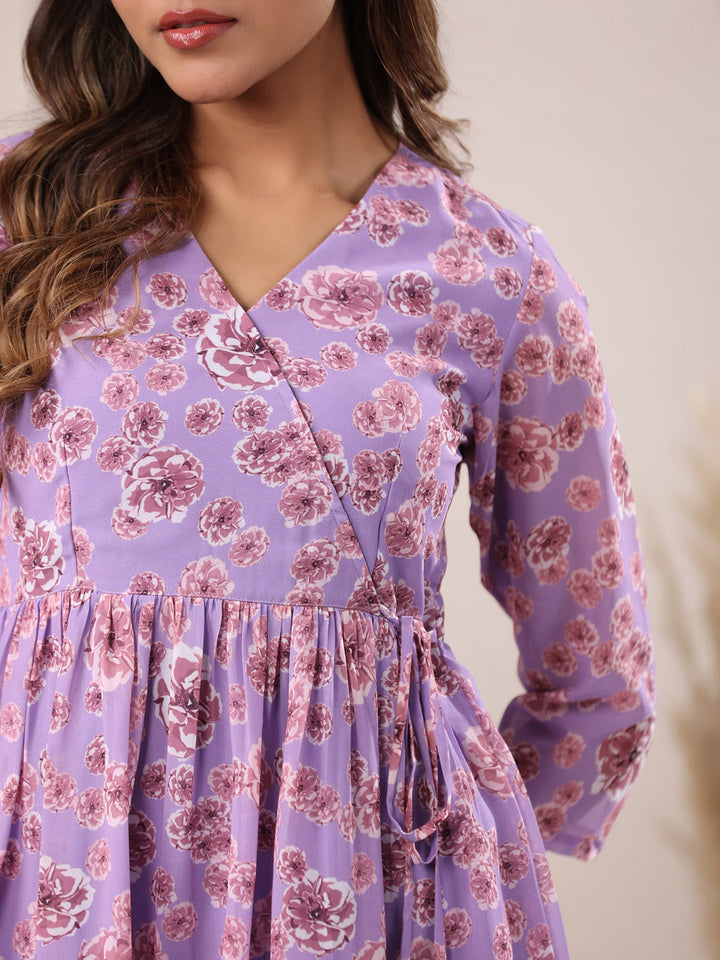 Lavender Georgette All-Over Floral A-Line Tunic Only