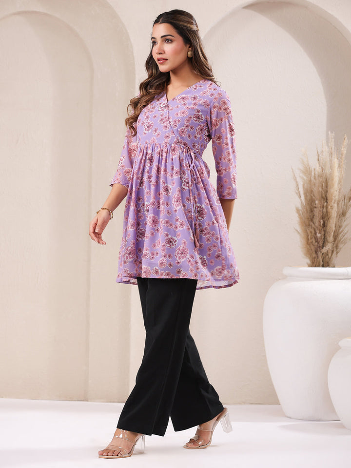 Lavender Georgette All-Over Floral A-Line Tunic Only