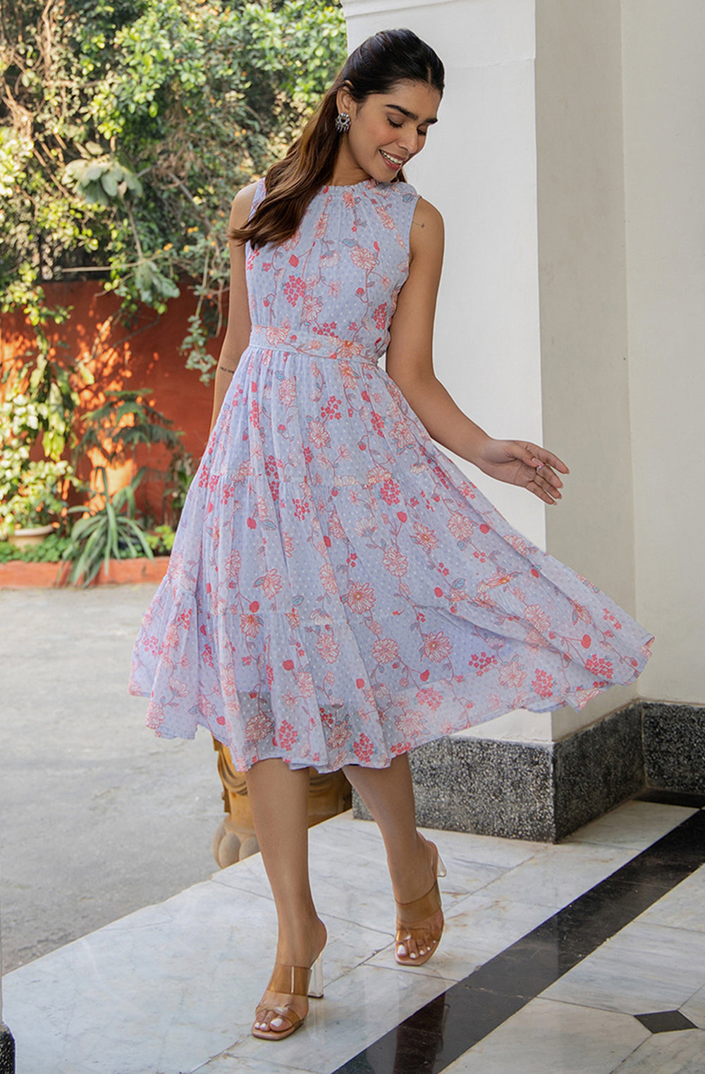 Lavender-Georgette-Floral-Print-Midi-Dress