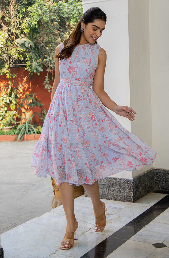 Lavender-Georgette-Floral-Print-Midi-Dress