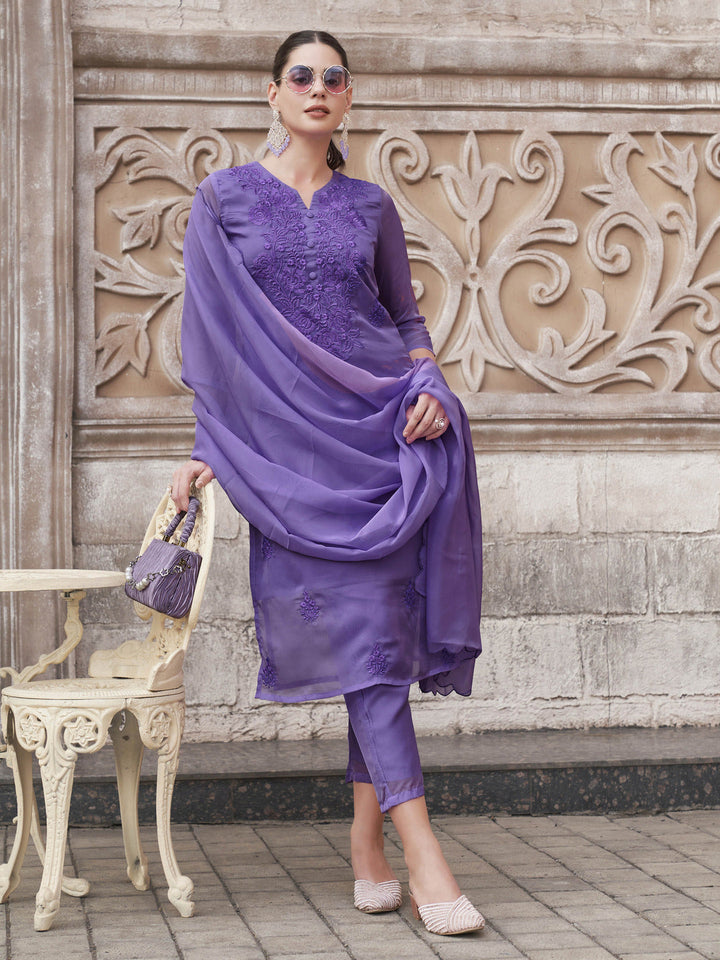 Lavender-Organza-Embroidery-Round-Neck-Straight-3-Piece-Kurta-Set